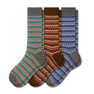 Ocean Wave Pattern Combed Cotton Socks M7100